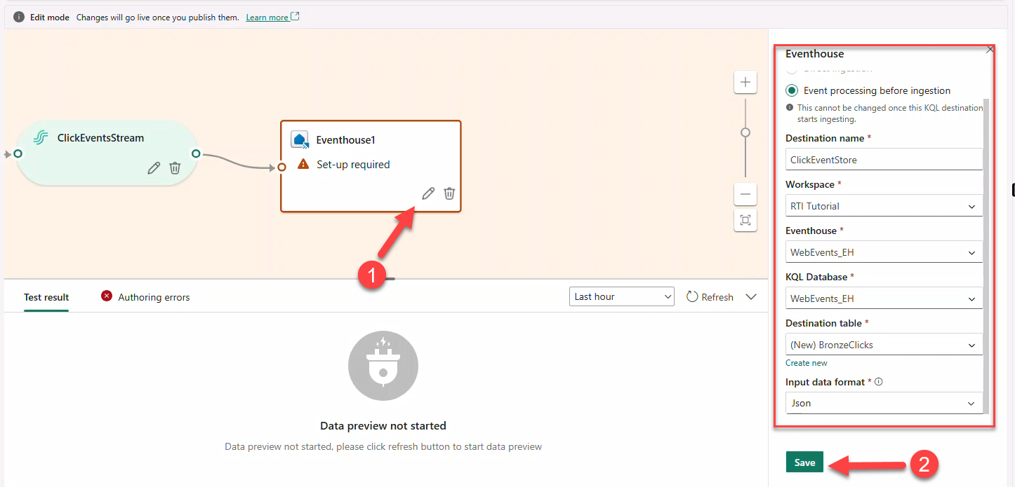 Eventhouse destination