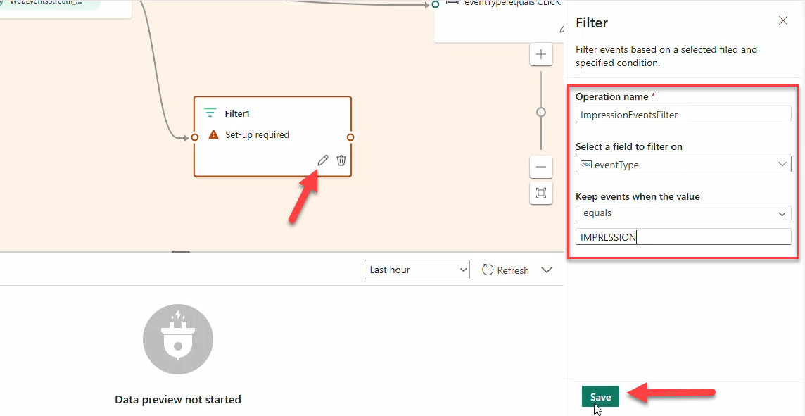 Impression filter values
