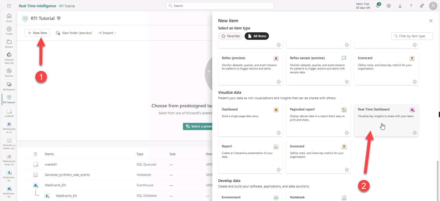 New Real-Time Dashboard
